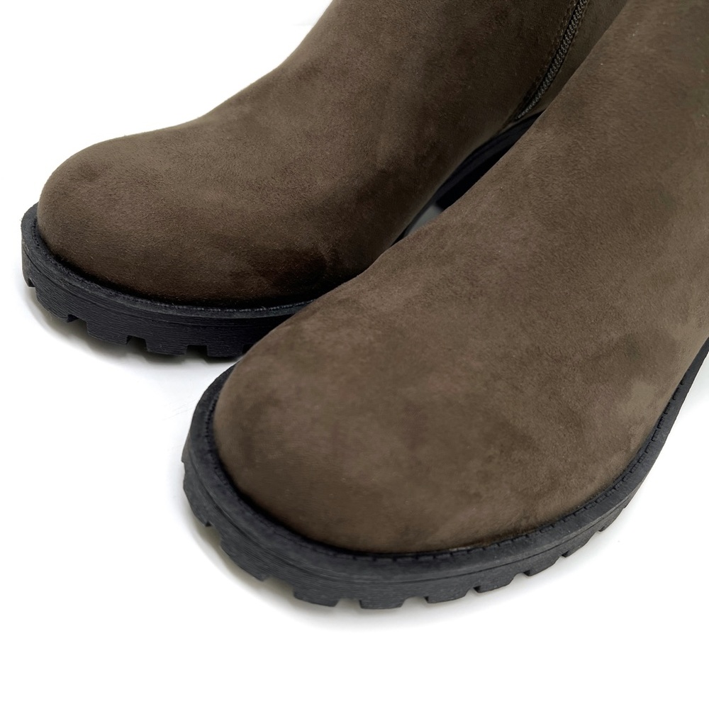 Sun + Stone Chelsea Ankle Boot Morghan Block Heel Bootie Olive Size 10 - Picture 4 of 14